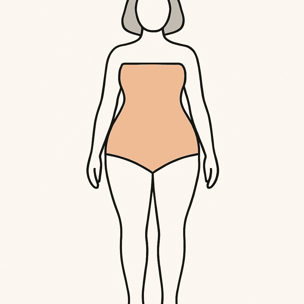Wedding dress mockup in pear body shape silhouette with narrower shoulders and fuller hips – wedding dress silhouette guide